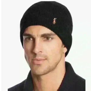 Polo Ralph Lauren Men's Beanie With Signature Cuff Black O/S New With Tags!